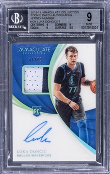 2018-19 Panini Immaculate Collection "Rookie Patch Autos - Jersey Number" #124 Luka Doncic Signed Patch Rookie Card (#11/77) – BGS MINT 9/BGS 10